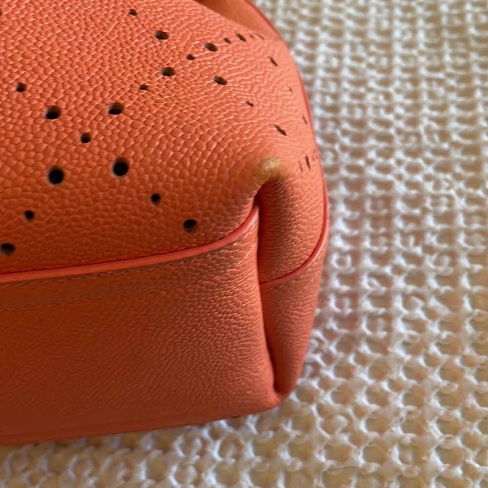 Chanel Caviar Drawstring Perforated Bucket Bag Coral Pink Orange Silver HW - Picture 13 of 16